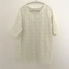 LAKOLE／透かし編みカットソー（アイボリー）伸縮性のサムネイル