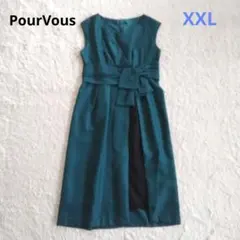 【プールヴー】レース 切替 ワンピース ドレス フォーマル 大きいサイズ XXL