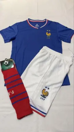 130cm 【フランス代表】ソックス付き子供サッカーユニフォーム3点セット