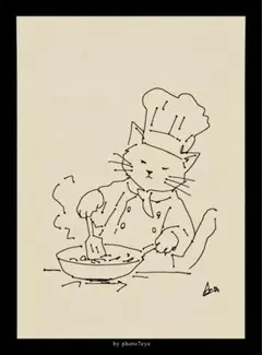 料理をする猫 アート 写真 2L判 (127 × 178mm)