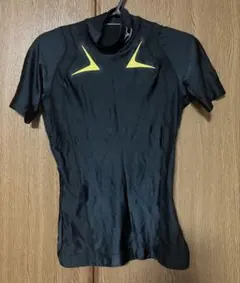 MIZUNO ミズノ 半袖 スポーツウェア ブラック 黄色ライン タートルネック