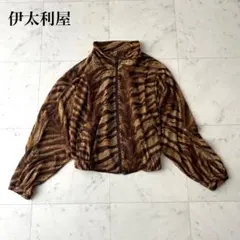 伊太利屋 タイガー柄 ジャケット ブラウン ラインストーン ラグランスリーブのサムネイル