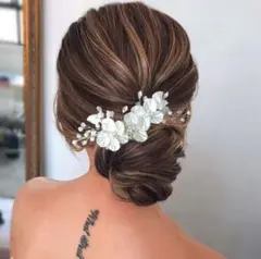 お花 ホワイト ヘアアクセサリー 結婚式 洋装 パール ヘアピン