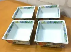 角小鉢 4個 翔山窯 陶器 花柄 金淵のサムネイル