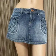 Roxy ロキシー デニムスカート ミニスカ 編み込みオシャレポケット