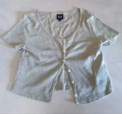【GAP】美シルエット リブ 半袖カーディガン グレー コットン100% Sのサムネイル