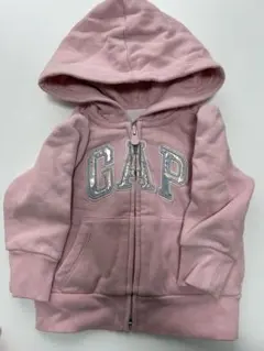 GAP フード付きジップアップパーカー 12-18ヶ月 ピンク