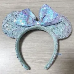 ディズニー ミッキー型スパンコールカチューシャ水色