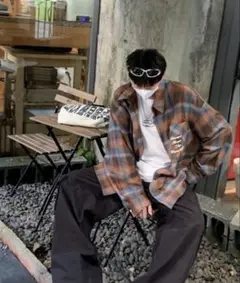 シャツ ワンポイントロゴオンブレチェックシャツ