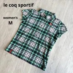 【ルコックスポルティフ】ゴルフウェア ポロシャツ チェック柄 吸汗速乾 M