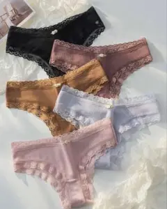 5パック コントラストレース パンティー 下着セット Fサイズ 5色
