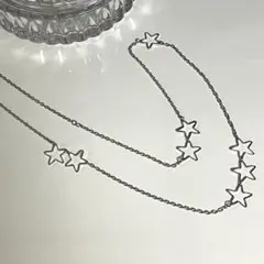 【美品】星型モチーフ ロング　ネックレス シルバー
