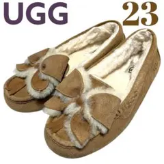 激レア　良品　アグ　UGG リボン付き　ムートン　モカシン 23cm ブラウン