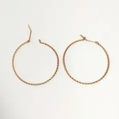 agete アガット K10 ゴールドツイスト フープピアス