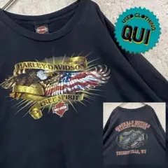 レアUSA製00s古着○両面プリントTシャツ ハーレーダビッドソン 4XL
