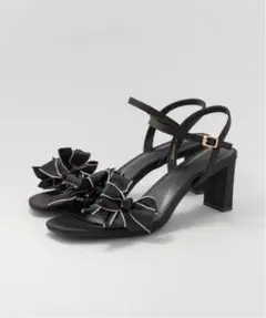 RANDA ミニリボンストラップサンダル ブラック M