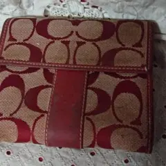COACH シグネイチャー ２つ折り財布 レッド