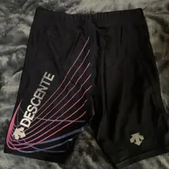 DESCENTE ストライプデザイン ショートタイツLサイズ