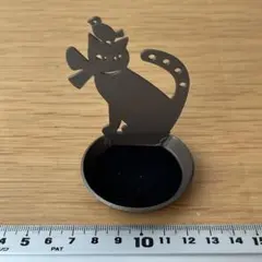 アクセサリー用小皿、ジュエリートレイ、猫と小鳥、金属製