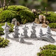 箱庭　盆栽　ミニチュア　ジオラマ　和風　庭園　オブジェ　苔テラリウム　8点