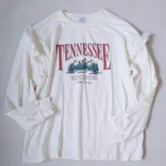 コーエン◇ロングロゴTシャツ 山 自然 モチーフ フリルスリーブ カジュアル Mのサムネイル