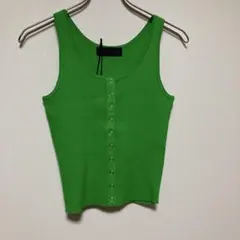 ZARA ノースリーブ リブニット スナップボタン グリーンのサムネイル