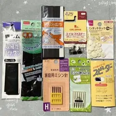 手芸用品、裁縫道具まとめ売り 織ゴム、バイアステープ、スナップ、ミシン針など