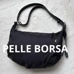 美品　ペレボルサ　ブラック ショルダーバッグ ナイロン レザー