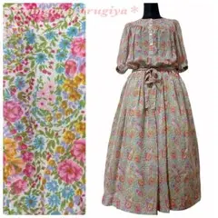 レトロ●美品●可憐●花柄ロングワンピース●シアー●日本製●ヴィンテージのサムネイル