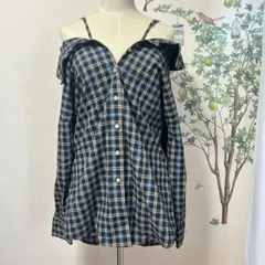 BLACK Queen ロゴ入りチェックシャツ　2wayのサムネイル
