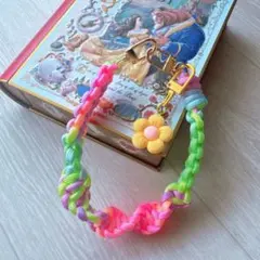 パラコード ハンドストラップ レインボーカラー キーホルダー付き