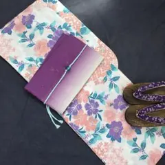 臙脂♪綿麻浴衣 翠風に揺れる露草☆高級 綿麻浴衣☆新品 浴衣セット 3