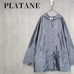 PLATANE　大きいサイズLL　フード付ナイロンジャケット　グレー　光沢のサムネイル