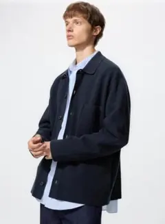 【新品 未使用 未開封】ユニクロ ミラノリブシャツカーディガン XL NAVY