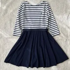 ポロラルフローレン　ボーダー切り替えワンピースネイビー(160 )ウエストリボン