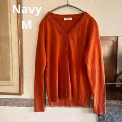 Navy カシミアタッチVネックカーディガン　M オレンジのサムネイル