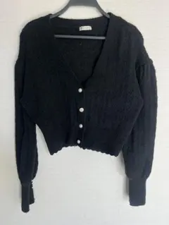 axes femme パールボタン カーディガン ブラック