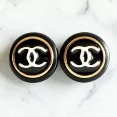 CHANEL ヴィンテージ イヤリング 95A ブラック × ホワイト シャネル