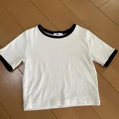 WEGO ホワイト/ブラック リブ付き半袖Tシャツ