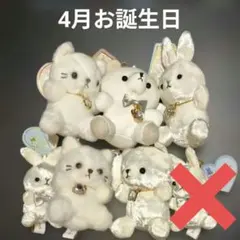 ハッピーバースデーカラー 4月 キャット ラビット ベアー 6個セット