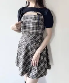 AnMILLE シャツセットチェックキャミOP ネイビー - メルカリ
