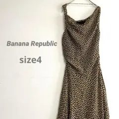 バナナリパブリック アシンメトリーワンピース ドット柄 ベージュ✖️ブラック