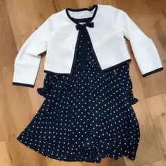 入学式★ネイビー水玉ドレス＆ホワイトジャケット