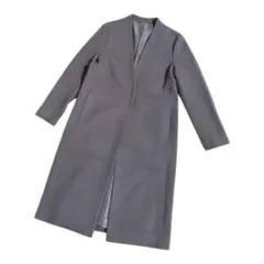 ザスーツカンパニー ウール100% ノーカラーコート グレー サイズ38 M