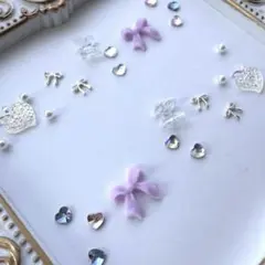 ネイルパーツセット　蝶×リボン×ハート　ゆめかわ　ガーリー　まとめ売り