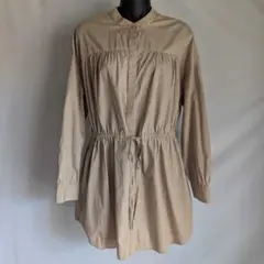 ザラ ZARA 長袖 ウエスト紐付きシャツ ベージュ XS
