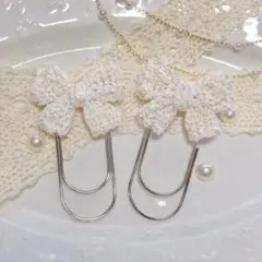 ペーパークリップ♡saving バインダー貯金♡プレゼント♡リボン ホワイト２個