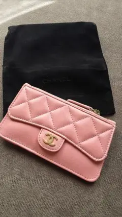 CHANEL シャネル　ピンク フラグメントケース　財布　カードケース　ラム