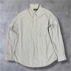 90s OLD UNIQLO 紺タグ シアサッカー 長袖シャツ チェック柄 黄色