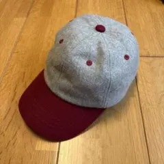 CASTANO キャップ ウール混 グレー×ボルドー 57-59cm
